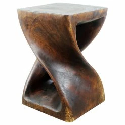 Kammika Import Export Co., Ltd (Thailand) Haussmann® Original Wood Twist Stool 12 X 12 X 18 In High Mocha Oil