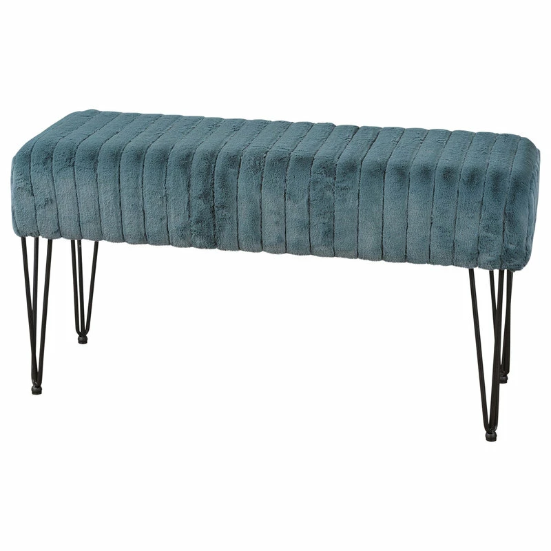 Home Soft Things Serenta Super Mink Ottoman, Dark Teal, 46"x16"x7" 3 Home Soft Things Serenta Super Mink Ottoman, Dark Teal, 46"x16"x7"