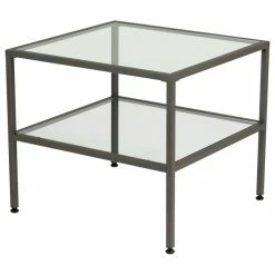 Studio Designs Camber End Table Pewter/Clear Glass