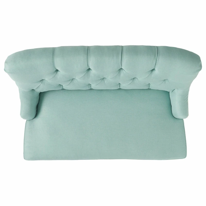 GDFStudio GDF Studio Nicoletta Tufted Fabric Settee Loveseat, Light Mint Blue 9 GDFStudio GDF Studio Nicoletta Tufted Fabric Settee Loveseat, Light Mint Blue - Image 7