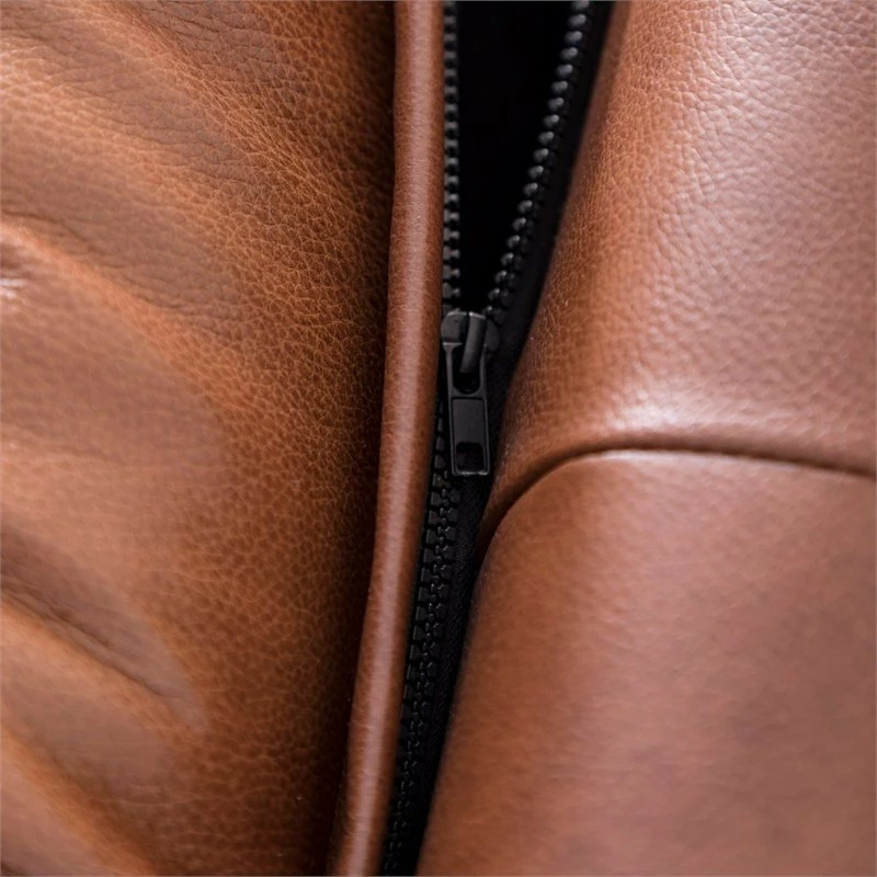 Bowery Hill Mid-Century Leather Sofa In Camel Brown 5 Bowery Hill Mid-Century Leather Sofa In Camel Brown - Image 3