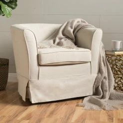 GDFStudio GDF Studio Hamilton Fabric Swivel Chair With Loose Cover, Natural -GDF sofa Shop d4814eb501b99ea7 8235 w800 h800 b0 p0