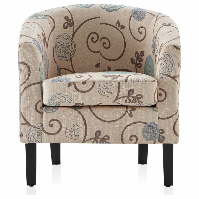 Belleze Modern Club Chair Barrel Design, Flower Print 4 Belleze Modern Club Chair Barrel Design, Flower Print - Image 2