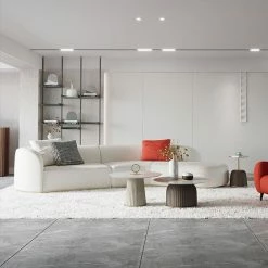 HOMARY Curved White Sectional Sofa Upholstered 5-Seater Floor Sofa Faux-Fur Polyester -GDF sofa Shop d5112f0b00f6a788 9800 w800 h800 b0 p0