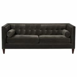 Jennifer Taylor Home Jack 84" Modern Tuxedo Tufted Sofa, Charcoal Gray Velvet