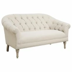 Coaster Home Furnishings Coaster Accent Seating Traditional Settee With Tufting And Pleated Roll Arms