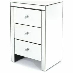 GDFStudio GDF Studio Fiona Classic Mirror Finished 3-Drawer Side Table