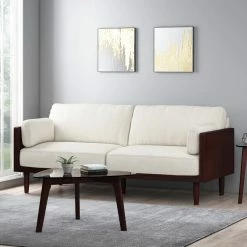 GDFStudio Bagan Mid-Century Modern Upholstered 3 Seater Sofa, Beige + Dark Walnut 13 GDFStudio Bagan Mid-Century Modern Upholstered 3 Seater Sofa, Beige + Dark Walnut -GDF sofa Shop d7112abb00f46c6b 8415 w800 h800 b0 p0