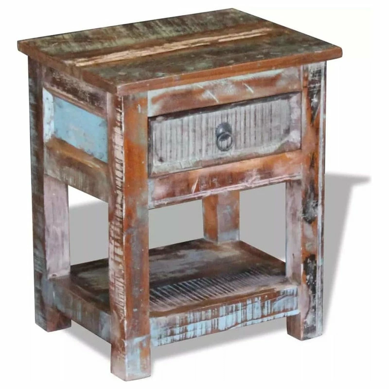 Vida XL International B.V. VidaXL Solid Reclaimed Wood Side End Table Storage Cabinet Nightstand 1 Drawer 3 Vida XL International B.V. VidaXL Solid Reclaimed Wood Side End Table Storage Cabinet Nightstand 1 Drawer