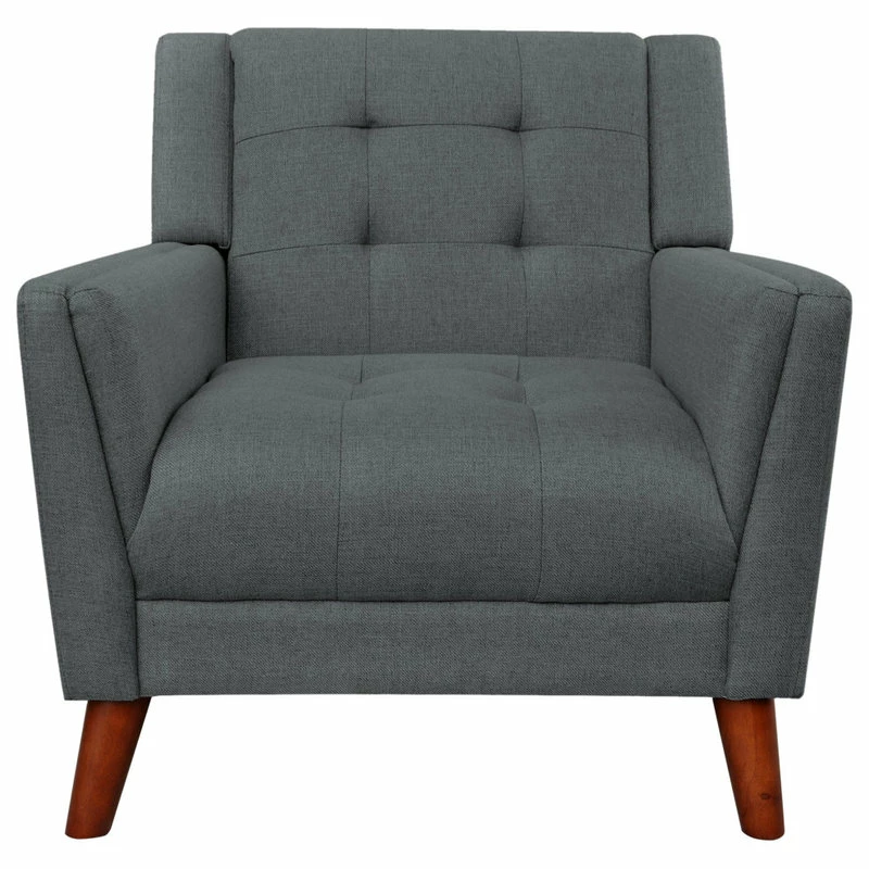 GDFStudio GDF Studio Evelyn Mid Century Modern Fabric Arm Chair, Dark Gray/Walnut 12 GDFStudio GDF Studio Evelyn Mid Century Modern Fabric Arm Chair, Dark Gray/Walnut - Image 10
