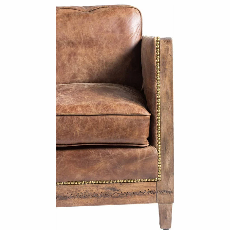 Moe's Home Collection Darlington Sofa Grazed Brown Leather 6 Moe's Home Collection Darlington Sofa Grazed Brown Leather - Image 4