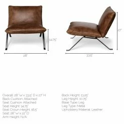 Mercana Flavelle II Top-Grain Leather Cushion Seat & Solid Iron Base Accent Chair, Brown -GDF sofa Shop d80105e0023358b2 1012 w800 h800 b1 p0