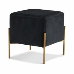 Meridian Furniture Isla Velvet Ottoman/Stool, Black