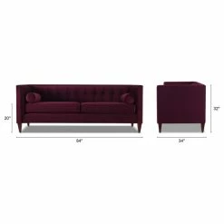 Jennifer Taylor Home Jack 84" Modern Tuxedo Tufted Sofa, Burgundy Velvet -GDF sofa Shop d811c20e0138ef9e 6614 w800 h800 b1 p0