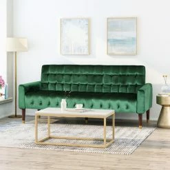 GDFStudio Adan Tufted Velvet Sofa With Gold Tipped Tapered Legs, Emerald, Gold Finish -GDF sofa Shop d8c1632a0f931e8d 1936 w800 h800 b0 p0