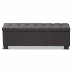 Baxton Studio Roanoke Upholstered, Grid-Tufting Storage Ottoman Bench, Dark Gray -GDF sofa Shop d9313e6d0b43be33 4416 w800 h800 b1 p0