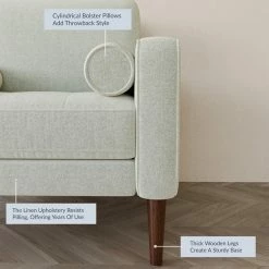 Belleze Erik Accent Chair Tufted Linen With Bolster Pillows, White -GDF sofa Shop d981e019025e7013 6013 w800 h800 b0 p0