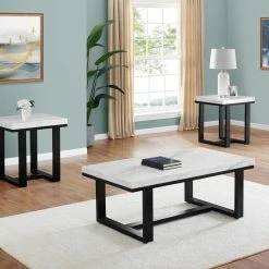 Steve Silver Lucca White Marble Top End Table