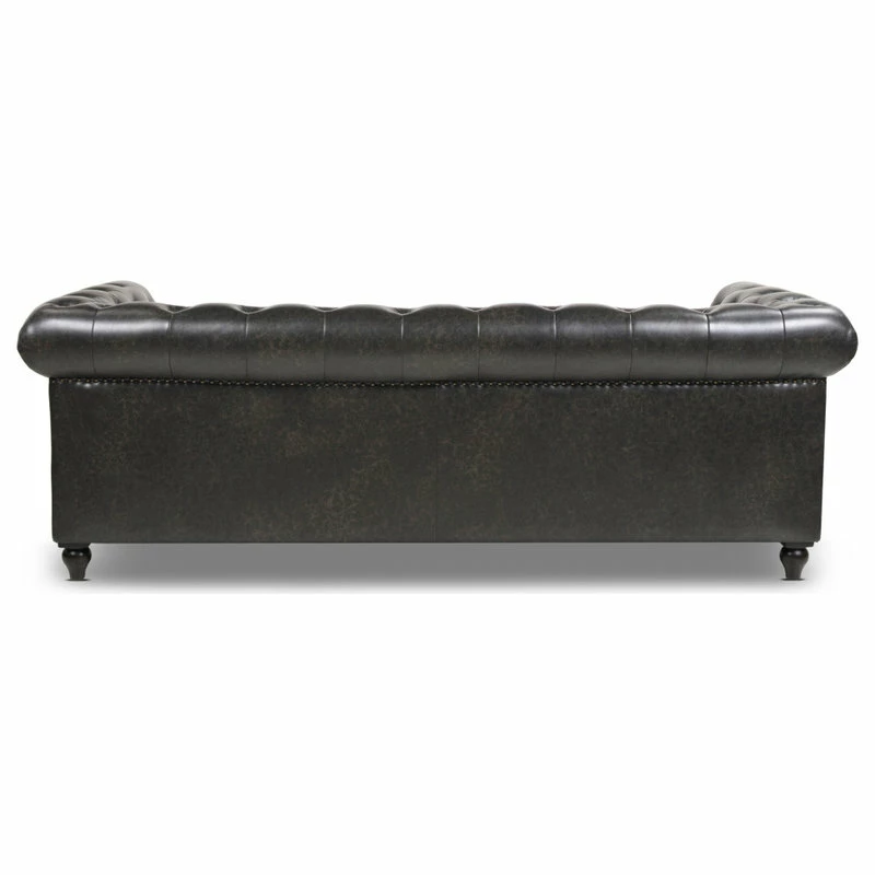 Jennifer Taylor Home Winston 91" Tufted Chesterfield Sofa, Vintage Black Brown Faux Leather 8 Jennifer Taylor Home Winston 91" Tufted Chesterfield Sofa, Vintage Black Brown Faux Leather - Image 6