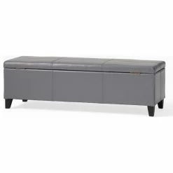 GDFStudio GDF Studio Skyler Beige Fabric Storage Ottoman Bench, Gray