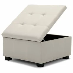 Belleze Upholstered Squared Storage Ottoman, White -GDF sofa Shop dc41c07a0b4e8b3a 0924 w800 h800 b1 p0