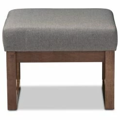 Baxton Studio Yashiya Retro Fabric Upholstered Ottoman Stool, Gray