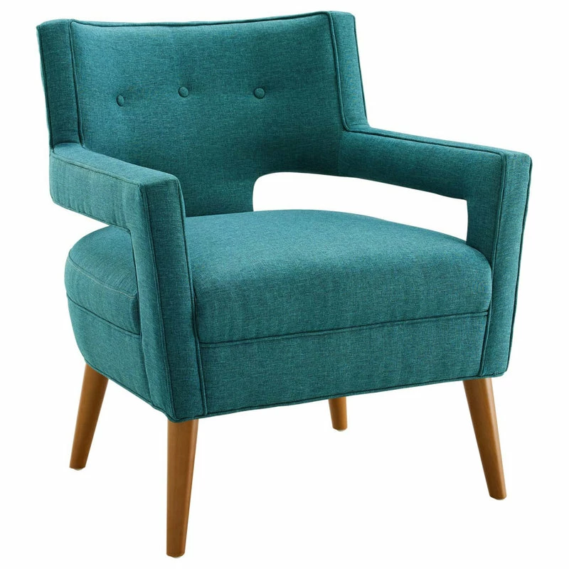 LexMod Sheer Upholstered Fabric Armchair, Teal 10 LexMod Sheer Upholstered Fabric Armchair, Teal - Image 8