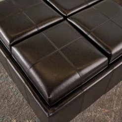 GDFStudio GDF Studio Harley Leather 4-Tray Top Storage Ottoman, Espresso -GDF sofa Shop dd61214201c427fd 7408 w800 h800 b0 p0