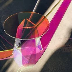 HOMARY Acrylic End Table Clear Round Side Table Iridescent Accent Table -GDF sofa Shop dd61678103035102 2023 w800 h800 b0 p0