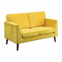 Domain Industries Inc. Lexicon Tolley Velvet Loveseat In Yellow