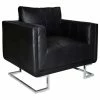 Vida XL International B.V. VidaXL Cube Armchair With Chrome Feet Real Leather Black Luxury Furniture Home -GDF sofa Shop dfd1696609284a40 4897 w800 h800 b1 p0