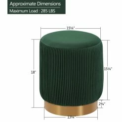 Duhome Elegant Lifestyle Round Pleated Golden Base Velvet Ottoman, Dark Green -GDF sofa Shop e081940600473385 1443 w800 h800 b1 p0