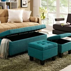 Picket House Everett 3-Pack Storage Ottoman, Teal -GDF sofa Shop e0a137ea08e52737 7831 w800 h800 b0 p0