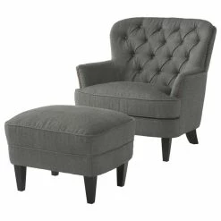 GDFStudio GDF Studio Teton Gray Fabric Club Chair And Ottoman