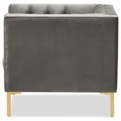 Baxton Studio Zanetta Velvet Upholstered Gold Lounge Chair, Gray -GDF sofa Shop e13155310d9c942b 2407 w800 h800 b1 p0
