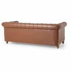 GDFStudio Kinzie Chesterfield Tufted 3 Seater Sofa With Nailhead Trim, Cognac, Pu -GDF sofa Shop e161771900e60c57 3860 w800 h800 b1 p0