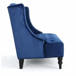 GDFStudio GDF Studio Leona Traditional High Back Tufted Winged Fabric Loveseat, Navy Blue -GDF sofa Shop e1c1a5b301b196f0 7345 w800 h800 b1 p0