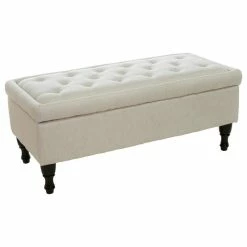 GDF sofa Shop 19 GDFStudio GDF Studio Logan Linen Storage Ottoman, Linen