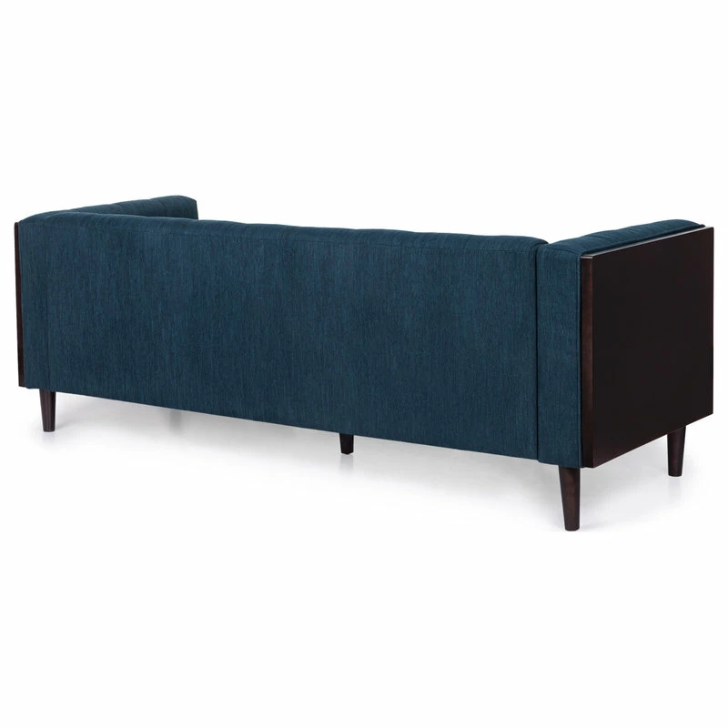 GDFStudio Croton Contemporary Tufted 3 Seater Sofa, Navy Blue + Brown 12 GDFStudio Croton Contemporary Tufted 3 Seater Sofa, Navy Blue + Brown - Image 10