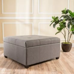 GDFStudio GDF Studio Carlyle Fabric Storage Ottoman, Dark Gray Fabric -GDF sofa Shop e2319bf301b99361 6561 w800 h800 b0 p0