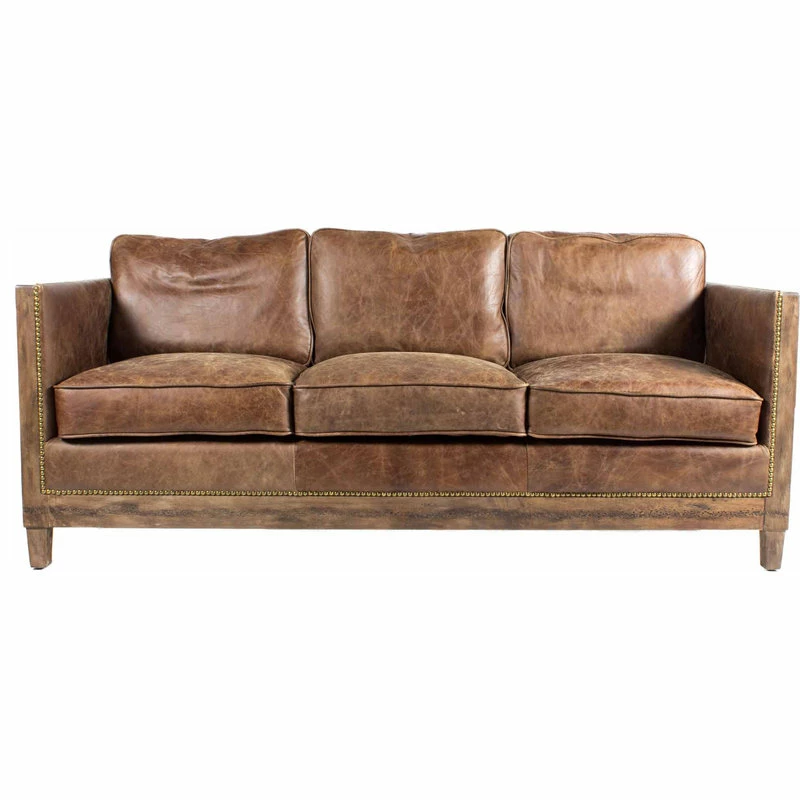 Moe's Home Collection Darlington Sofa Grazed Brown Leather 3 Moe's Home Collection Darlington Sofa Grazed Brown Leather