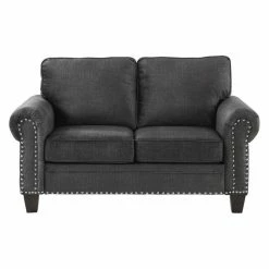 Domain Industries Inc. Lexicon Cornelia 63" Traditional Microfiber Loveseat In Dark Gray -GDF sofa Shop e261fd690f97a677 5163 w800 h800 b1 p0