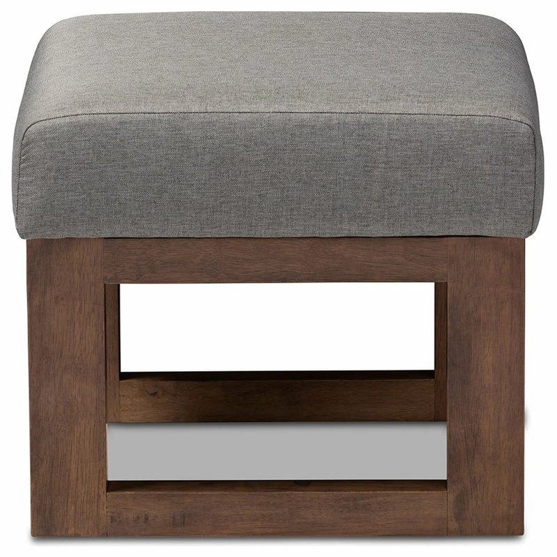 Baxton Studio Yashiya Retro Fabric Upholstered Ottoman Stool, Gray 5 Baxton Studio Yashiya Retro Fabric Upholstered Ottoman Stool, Gray - Image 3
