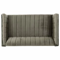 GDFStudio Judson Channel Stitch Velvet Settee, Gray/Dark Brown -GDF sofa Shop e301f6160f90709d 5158 w800 h800 b1 p0