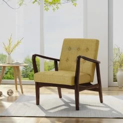 GDFStudio GDF Studio Callisto Mid Century Modern Fabric Club Chair, Mustard/Dark Espresso -GDF sofa Shop e371271601b802c1 4871 w800 h800 b0 p0