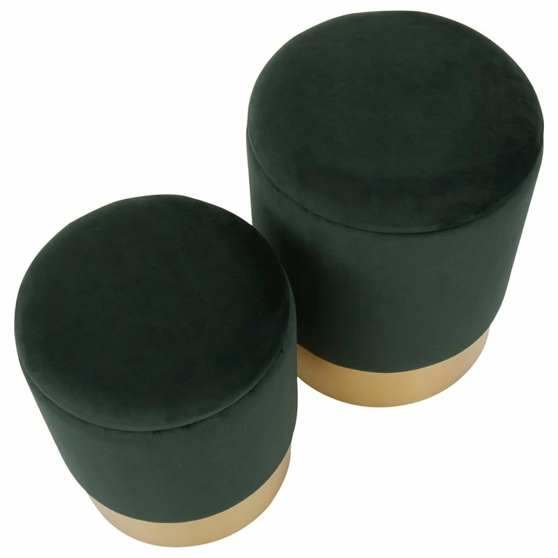 Lumisource Marla Nesting Ottoman Set, Gold Metal, Green Velvet 6 Lumisource Marla Nesting Ottoman Set, Gold Metal, Green Velvet - Image 4