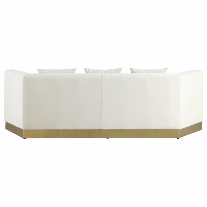 Meridian Furniture Marquis Velvet Sofa With Brushed Gold Stainless Steel Base, Cream 5 Meridian Furniture Marquis Velvet Sofa With Brushed Gold Stainless Steel Base, Cream - Image 3