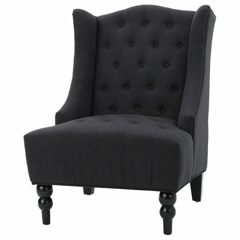 GDFStudio GDF Studio Adriana Tall Wingback Tufted Fabric Club Chair, Dark Charcoal 3 GDFStudio GDF Studio Adriana Tall Wingback Tufted Fabric Club Chair, Dark Charcoal