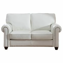 KEMP INTERNATIONAL INC Barbara Leather Craft Loveseat, Ivory White
