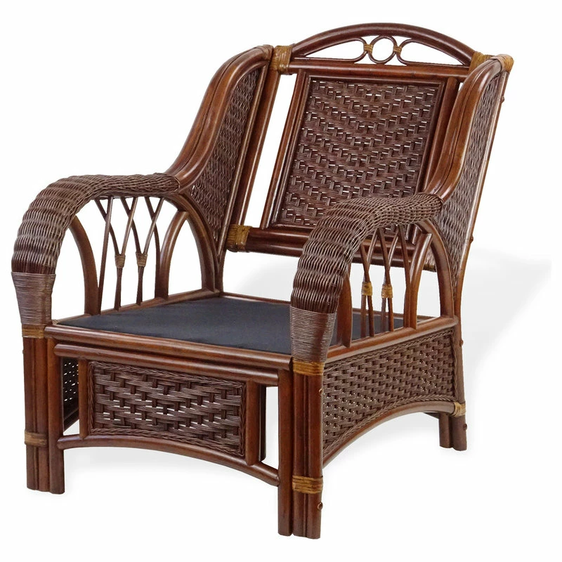 SK New Interiors Alexa Living Armchair With Cushion, Natural Wicker, Dark Walnut 5 SK New Interiors Alexa Living Armchair With Cushion, Natural Wicker, Dark Walnut - Image 3